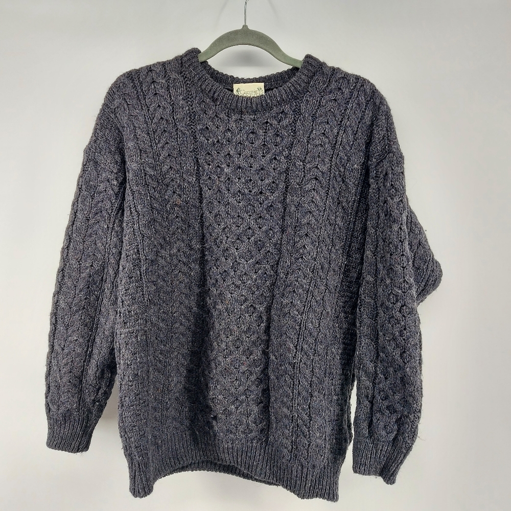 Aran Woollen Mills Carraig Donn Cable Knit Fisherman Sweater